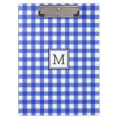 Blue Gingham Check Monogram Klembord (Voorkant)