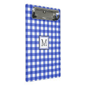 Blue Gingham Check Monogram Mini Klembord (Schuin)
