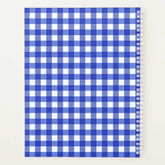 Blue Gingham Check Monogram Planner (Achterkant)