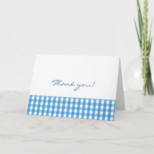 Blue Gingham Check Pattern Bedankkaart