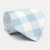 Blue Gingham Check Plaid Stropdas (Opgerold)