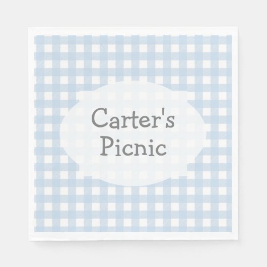 Blue Gingham Check Print Picknick Party Servet (Voorkant)