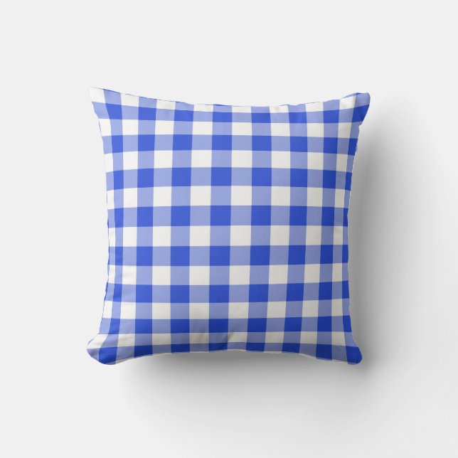 Blue Gingham Check Sierkussen (Voorkant)