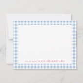 Blue Gingham Check with Pink from the Desk of Bedankkaart (Voorkant)