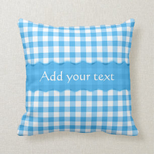 Blue Gingham Checkered Pattern - Gepersonaliseerd Kussen