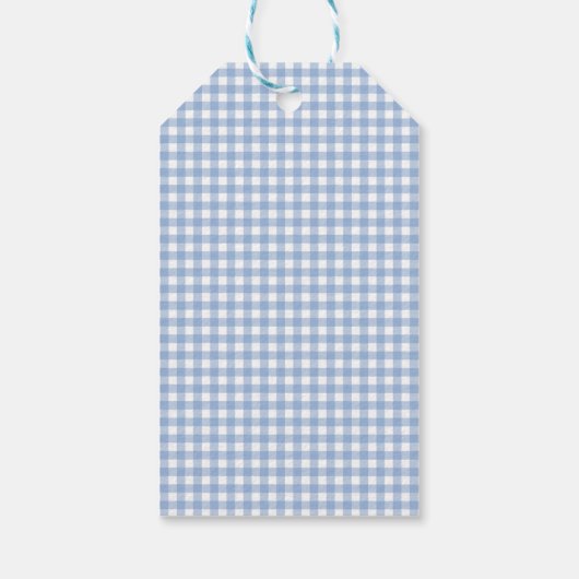 Blue Gingham Christmas Cadeaulabel (Achterkant)