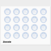 Blue Gingham Coquette Bow Baby Shower Favor Ronde Sticker (Vel)