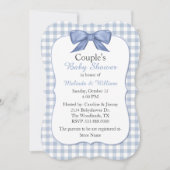 Blue Gingham Couple's Baby shower Invitation Kaart (Voorkant)