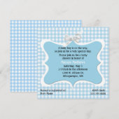 Blue Gingham Custom Baby shower Kaart (Voorkant / Achterkant)