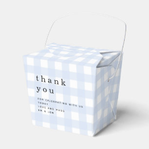 Blue Gingham Dank u picknick Baby shower Bedankdoosjes