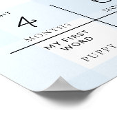 Blue Gingham Eerste Verjaardag Foto Milestone Poster (Hoek)