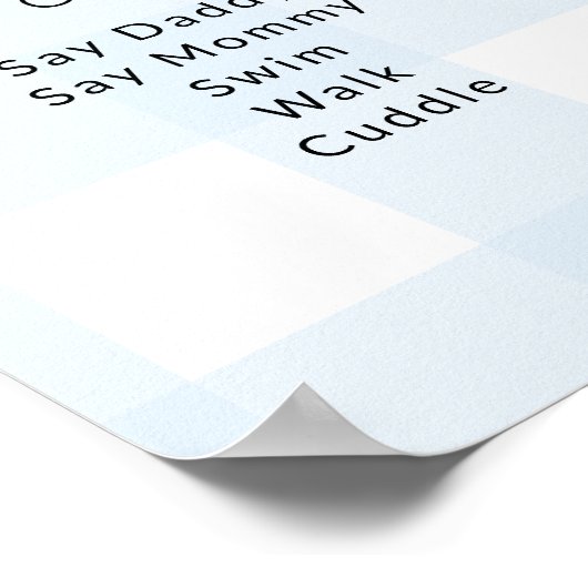 Blue Gingham eerste verjaardag mijlpaal tijdlijn Poster (Hoek)