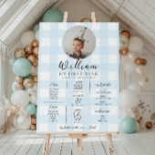 Blue Gingham eerste verjaardag mijlpaal tijdlijn Poster