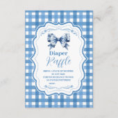 Blue Gingham en Bow Raffle Diapper Enclos Informatiekaartje (Voorkant)