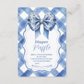 Blue Gingham en Bow Raffle Diapper Enclos Informatiekaartje (Voorkant)