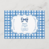 Blue Gingham en Bow Raffle Diapper Informatiekaartje (Voorkant)