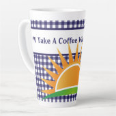 Blue Gingham en Sunshine Latte Mok (Linkerhoek)