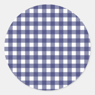 Blue Gingham Envelope Seal Ronde Sticker
