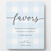 Blue Gingham Favors Sign Fotoplaat (Voorkant)