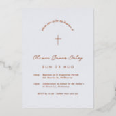 Blue Gingham Folie Baptism Christening Uitnodiging (Voorkant)