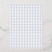 Blue Gingham Folie Baptism Christening Uitnodiging (Achterkant)