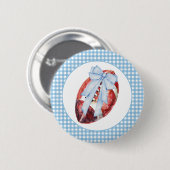 Blue Gingham Football lint Ronde Button 5,7 Cm (Voorkant /achterkant)