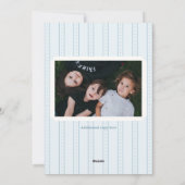 Blue Gingham Foto Kerst Kaarten Monogram Krans (Achterkant)