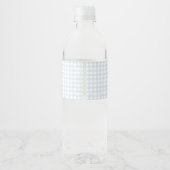 Blue Gingham Gekke Goose Baby shower Waterfles Etiket (Achterkant)