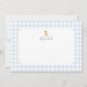 Blue Gingham Golden Retriever Baby shower Bedankkaart (Voorkant)