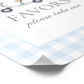 Blue Gingham Golf Baby shower Favorieten Sign Poster (Hoek)