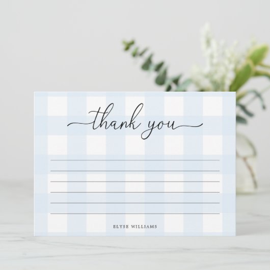 Blue Gingham - Hartelijk dank Kaart (Staand voorkant)