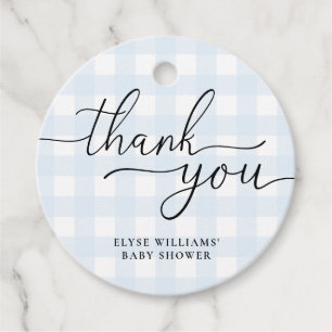 Blue Gingham Hartelijk dank voor het rondreLabel Bedankjes Labels