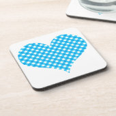 Blue Gingham Heart Design Onderzetter (Linkerzijde)