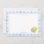 Blue Gingham Hydrangea Bloem Dank u Bedankkaart (Voorkant)