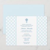 Blue Gingham Invite met Cross Kaart (Voorkant / Achterkant)