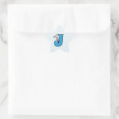 Blue Gingham Jackrabbit Monogram Letter J Ster Sticker (Tas)