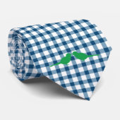 Blue Gingham Kelly Green Tortelduifjes Groomsman S Stropdas (Opgerold)