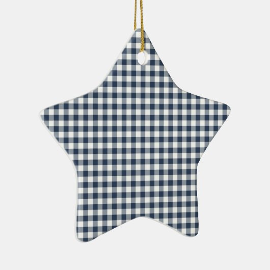 Blue Gingham Keramisch Ornament (Rechts)