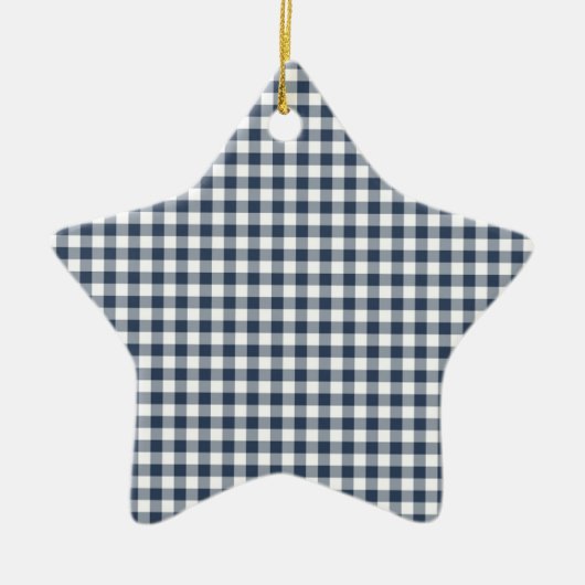 Blue Gingham Keramisch Ornament (Voorkant)