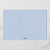Blue Gingham Kerstfoto Folie Feestdagenkaart (Achterkant)