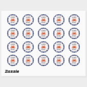 Blue Gingham krab bruiloft Ronde Sticker (Vel)