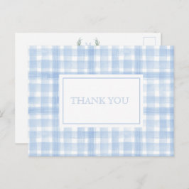 Blue Gingham Laurel Crest Bedankt Briefkaart