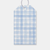 Blue Gingham Laurel Crest Bedankt Labels Cadeaulabel (Achterkant)
