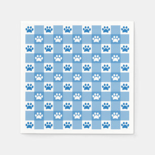 Blue Gingham met Paw Prints Picnic Party Servet