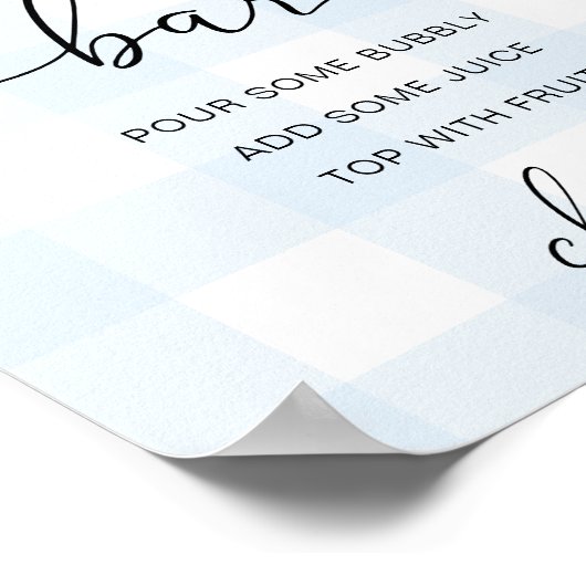 Blue Gingham Mimosa Bar Sign. Poster (Hoek)