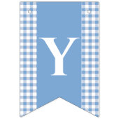 Blue Gingham Monogram Picnic Bunting Banner (Tweede vlag)