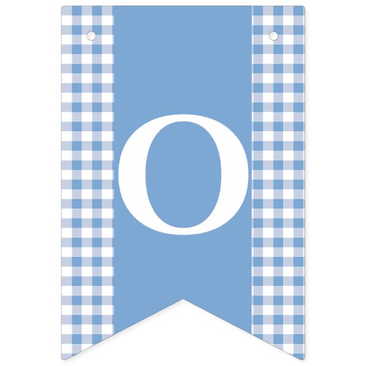 Blue Gingham Monogram Picnic Bunting Banner (Derde vlag)