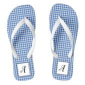 Blue Gingham Monogram Teenslippers (Voetbed)