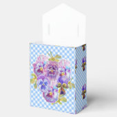 Blue Gingham Pansy Bloemen Bruiloft Cake Bedankdoosjes (Geopend)