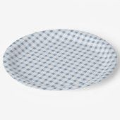 Blue Gingham Papieren Bordje (Gekanteld)